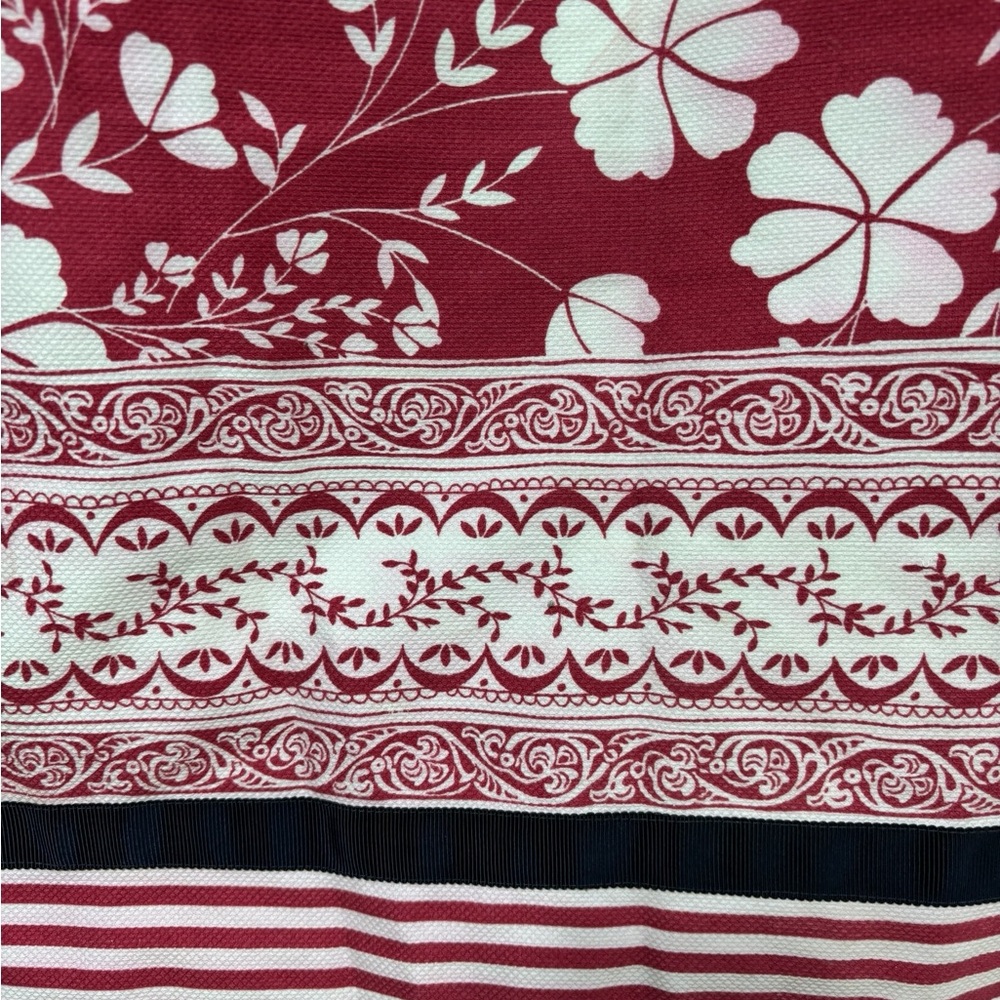 Ann Taylor LOFT Red White Floral Border Print Cotton Skirt Size 6 #43 - Picture 3 of 8